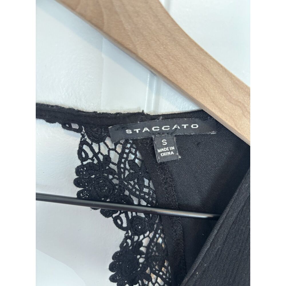 Staccato Boho Black Maxi Dress High-Low Skirt With Back Laced Cut Out Size S - Picture 5 of 5